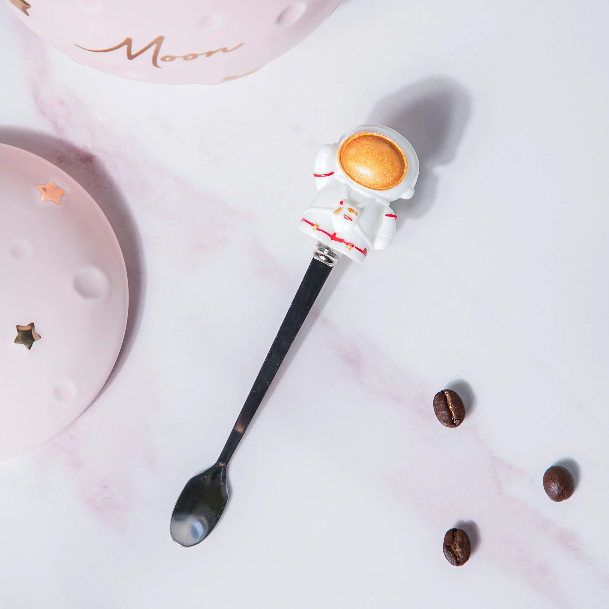 Astronaut Starry Mug With Lid And Spoon Pink 350 ml - Image 6