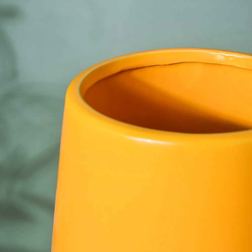 Aureolin Ceramic Matte Vase Yellow - Image 3