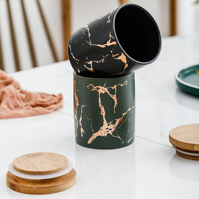 Auric Marble Green Jar with Lid - Image 11