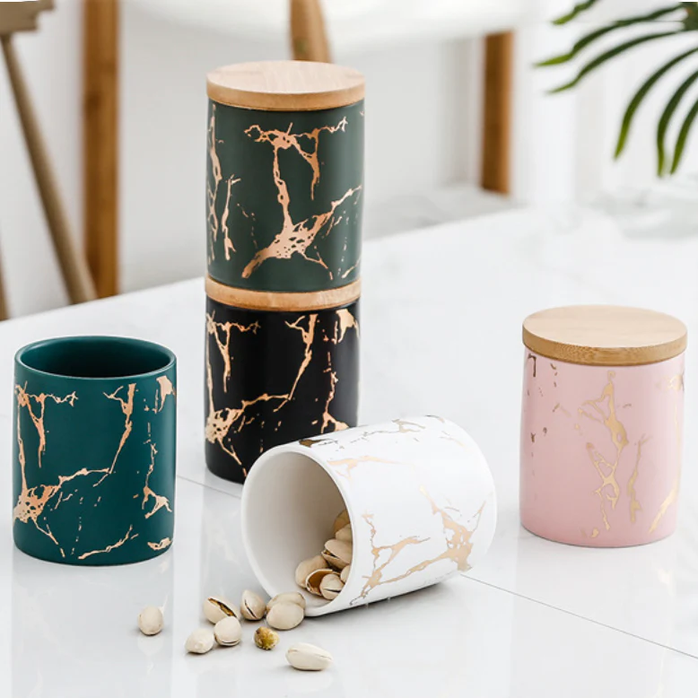 Auric Marble Pink Jar with Lid - Image 8