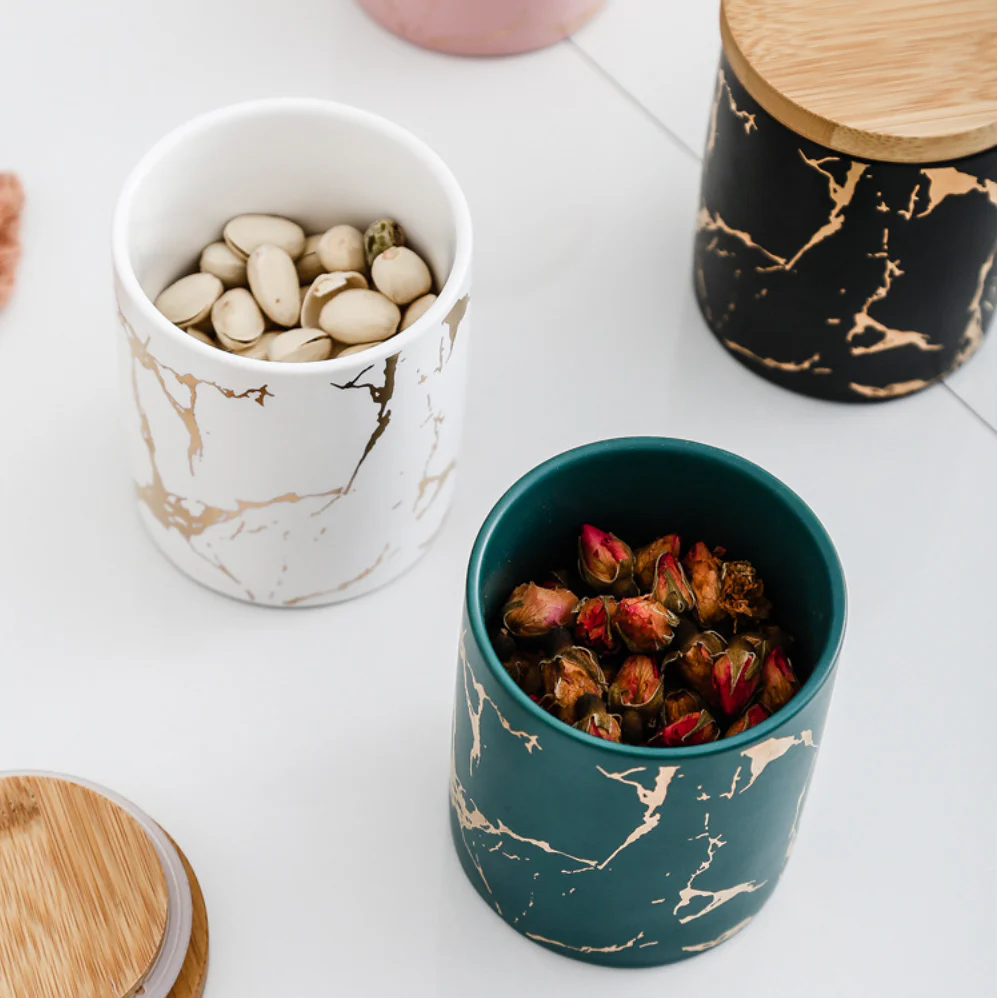 Auric Marble White Jar with Lid - Image 11