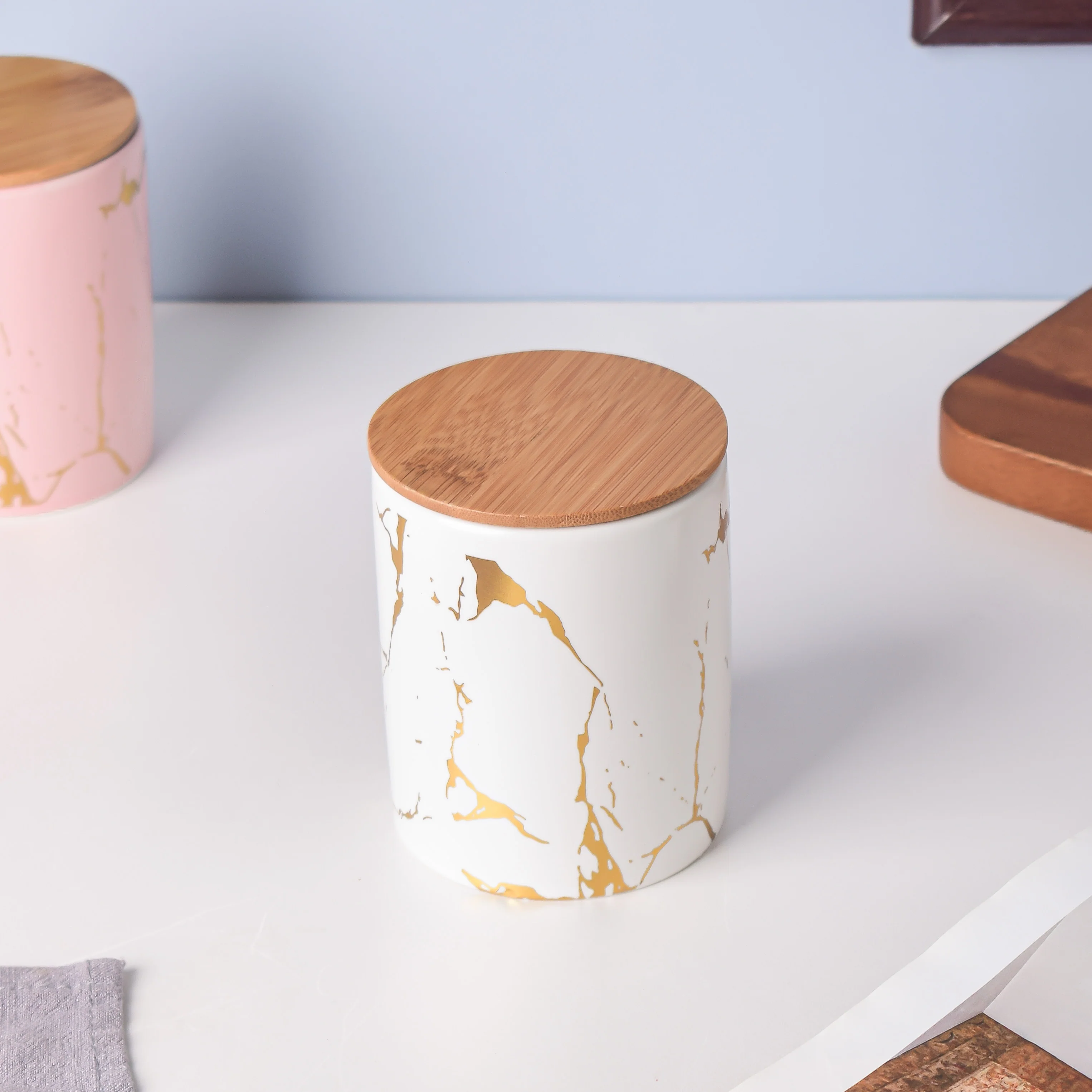 Auric Marble White Jar with Lid - Image 6