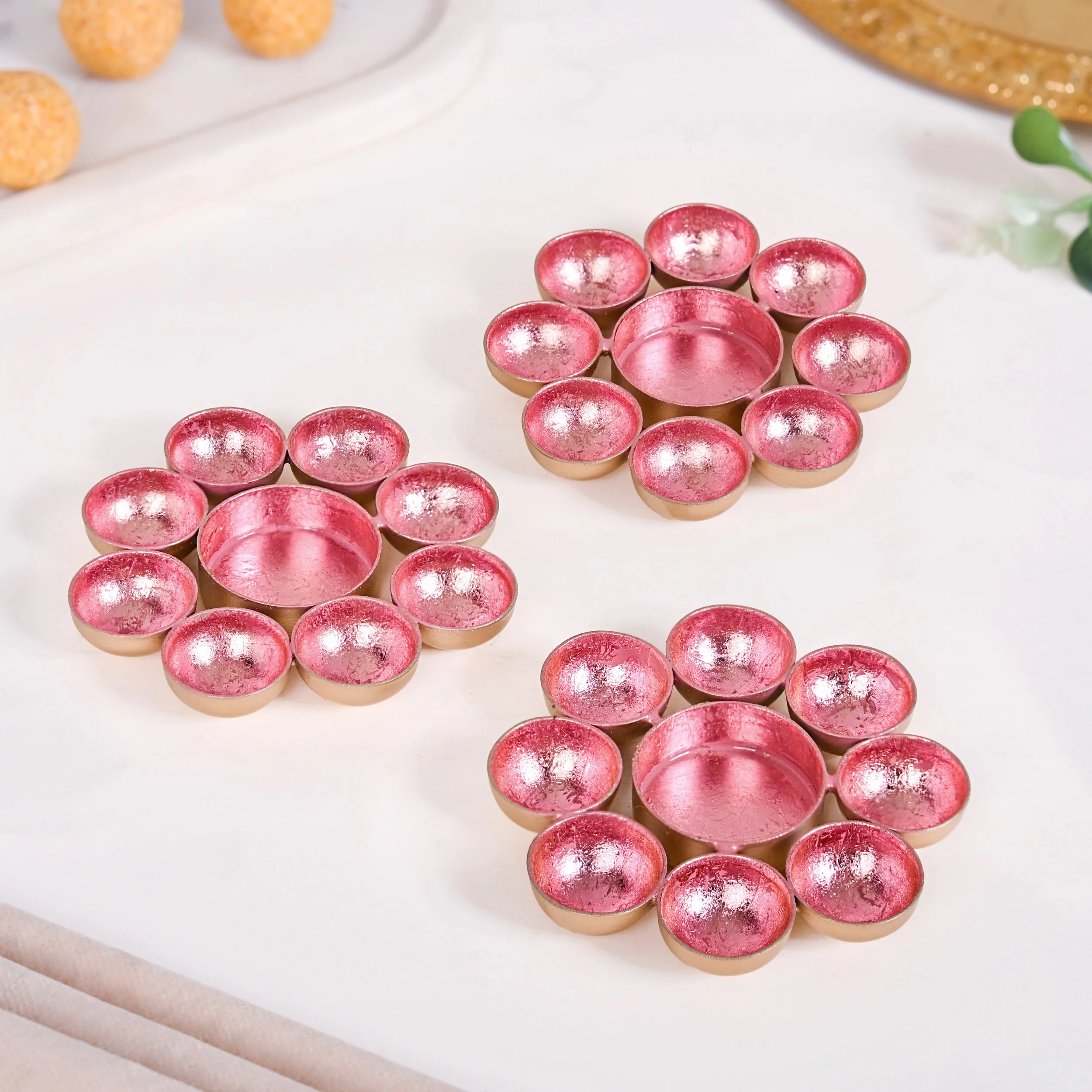 Aurora Blush Iron Tealight Holder Set Of 3 - Image 8