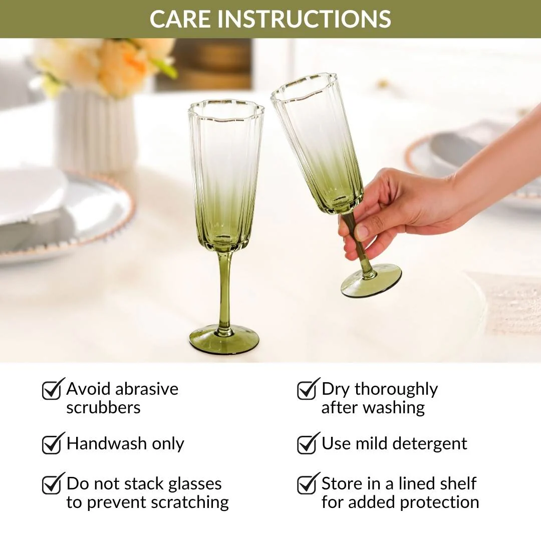 Aurora Ombre Fluted Champagne Glass Set Of 2 Green 220ml - Image 9