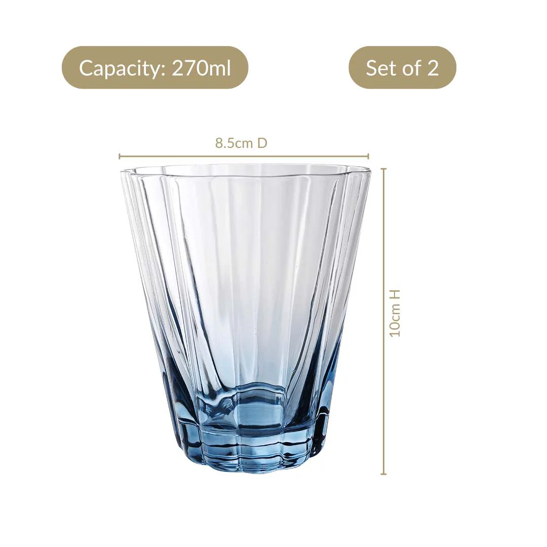 Aurora Ombre Fluted Tumbler Set Of 2 Blue 270ml - Image 3