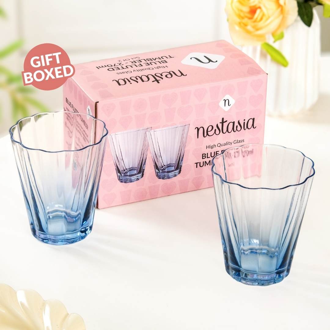 Aurora Ombre Fluted Tumbler Set Of 2 Blue 270ml - Image 6