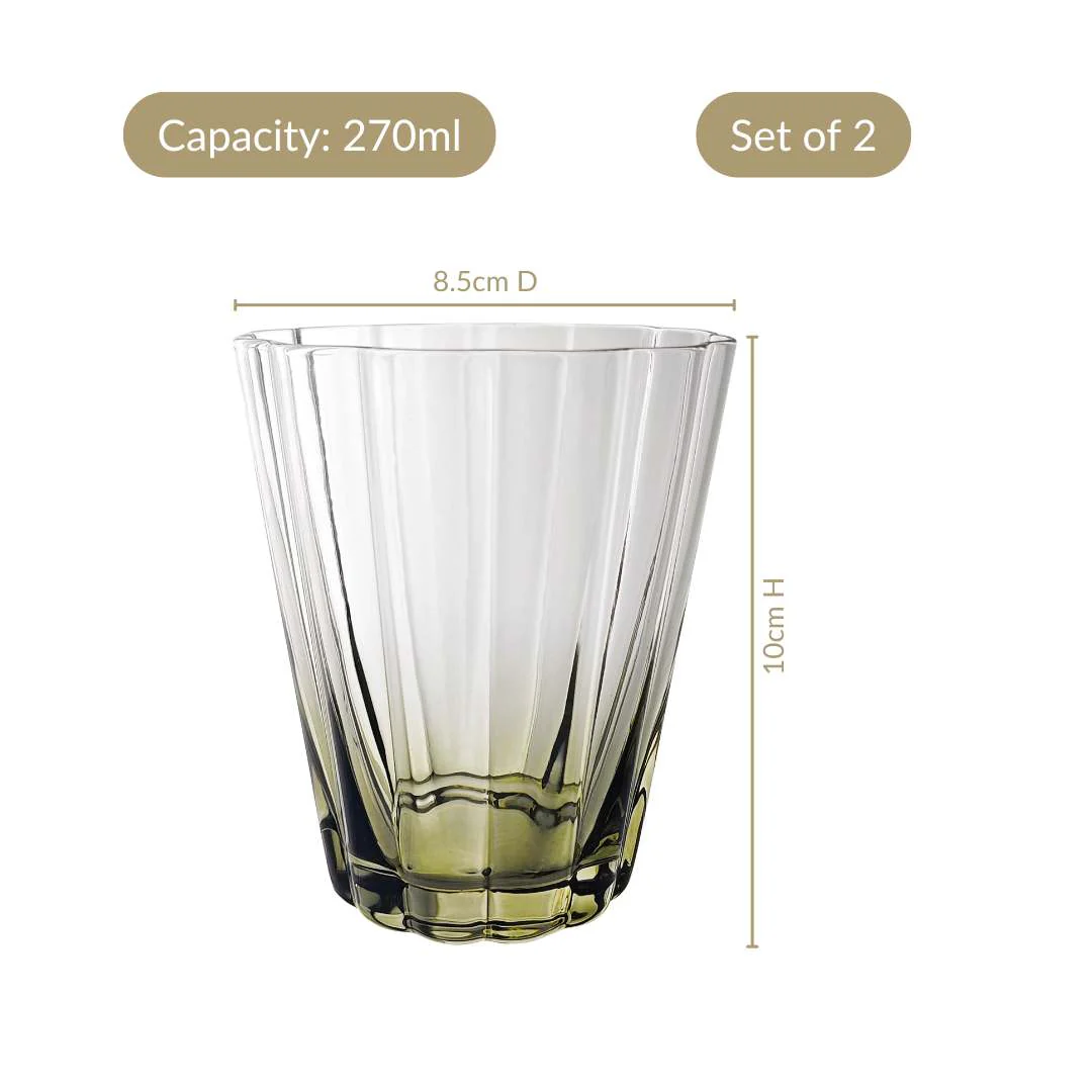 Aurora Ombre Fluted Tumbler Set Of 2 Green 270ml - Image 3