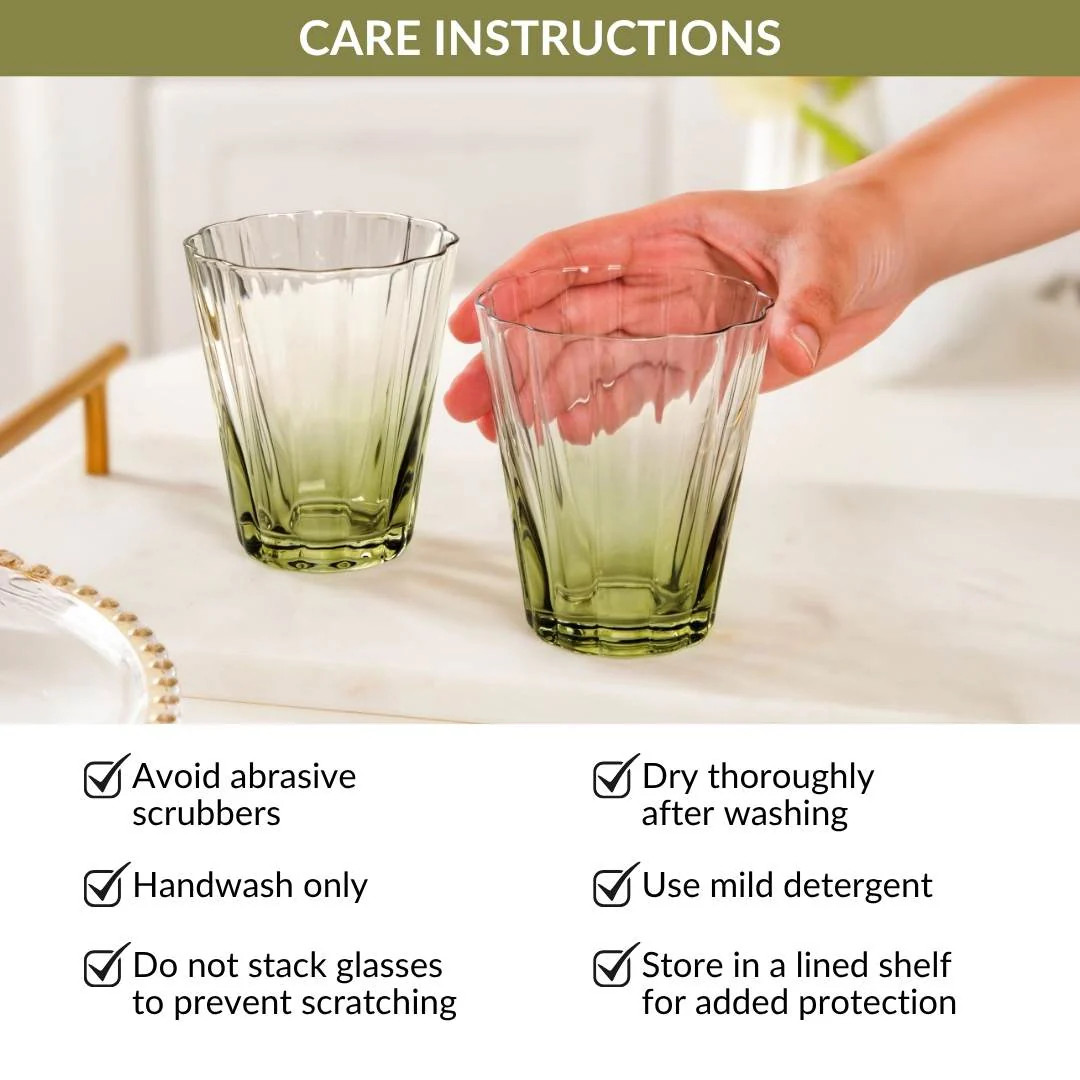 Aurora Ombre Fluted Tumbler Set Of 2 Green 270ml - Image 7