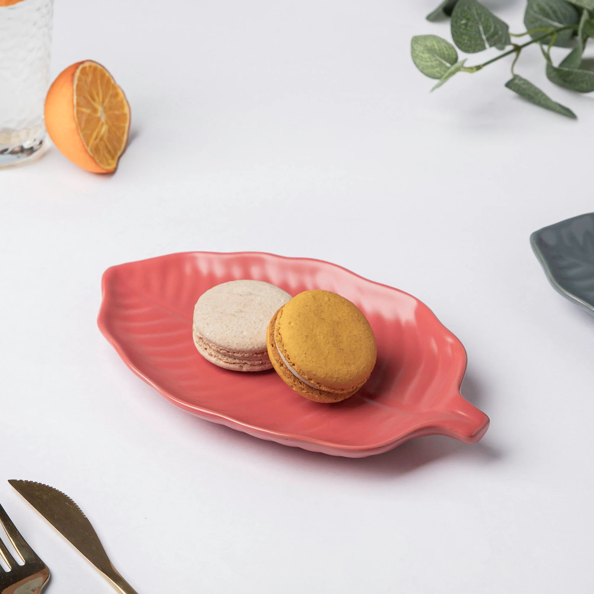 Autumn Pink Leaf Snack Plate 12 Inch - Image 2