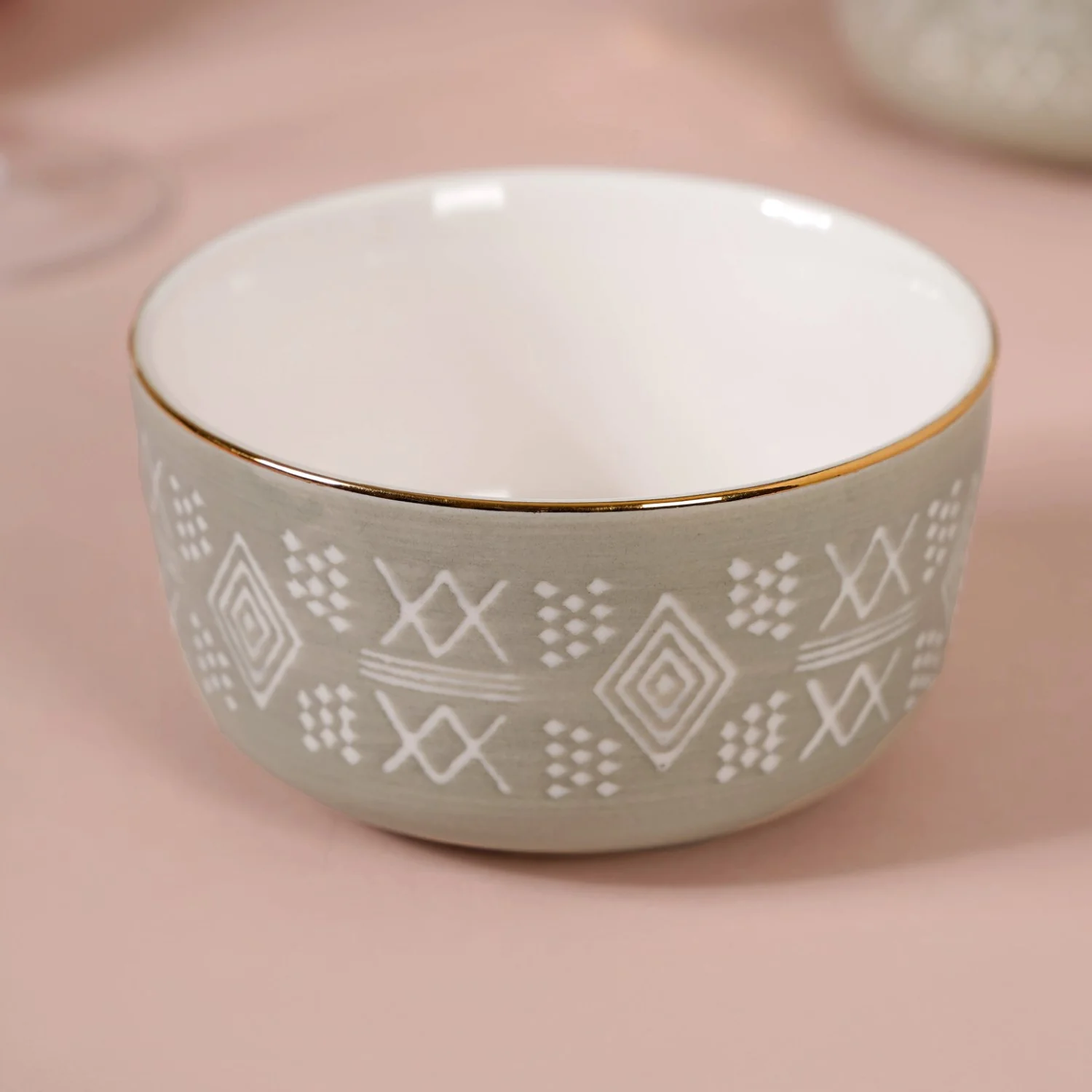 Azo Ceramic Side Snack Bowl Grey Set Of 4 340ml - Image 2