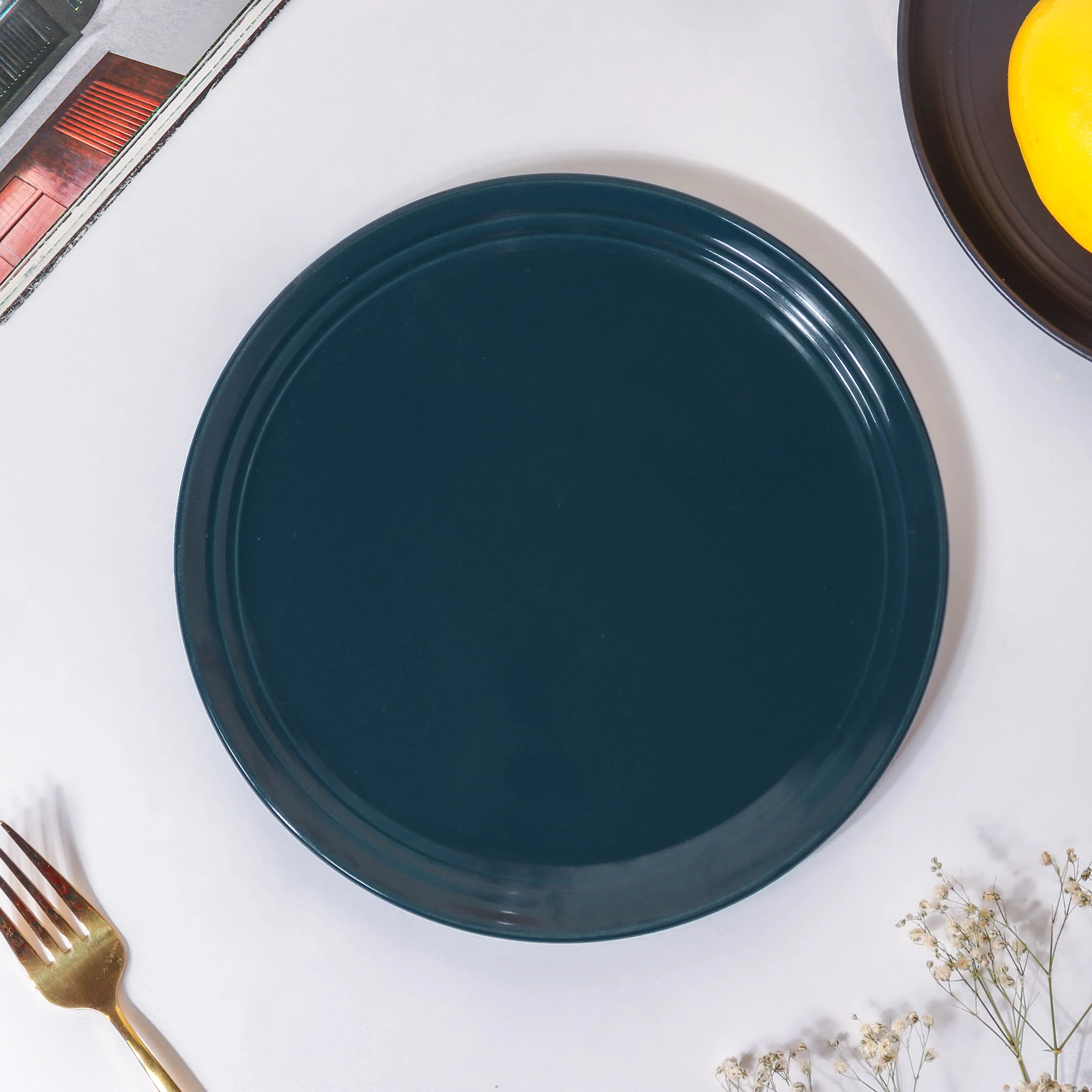Azurine Prussian Blue Glossy Snack Plate 8 Inch - Image 4