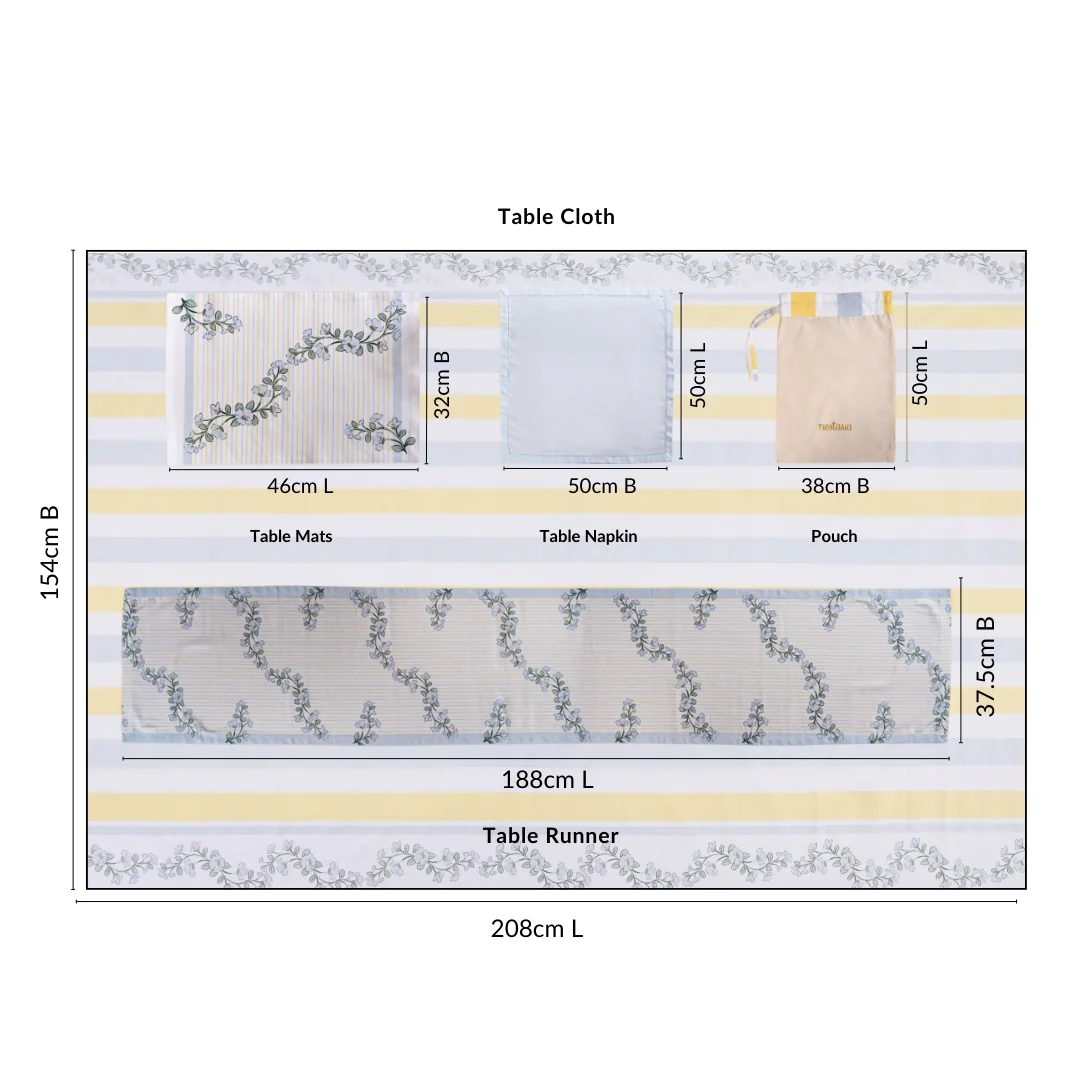 Azzuro Table Cover Placemat Runner and Napkin Set - Image 4