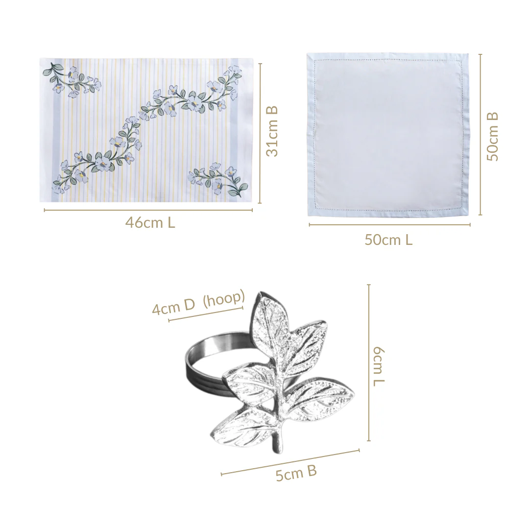 Azzurro Table Linen Hamper With Set Of 6 Rings Napkins And Mats - Image 3