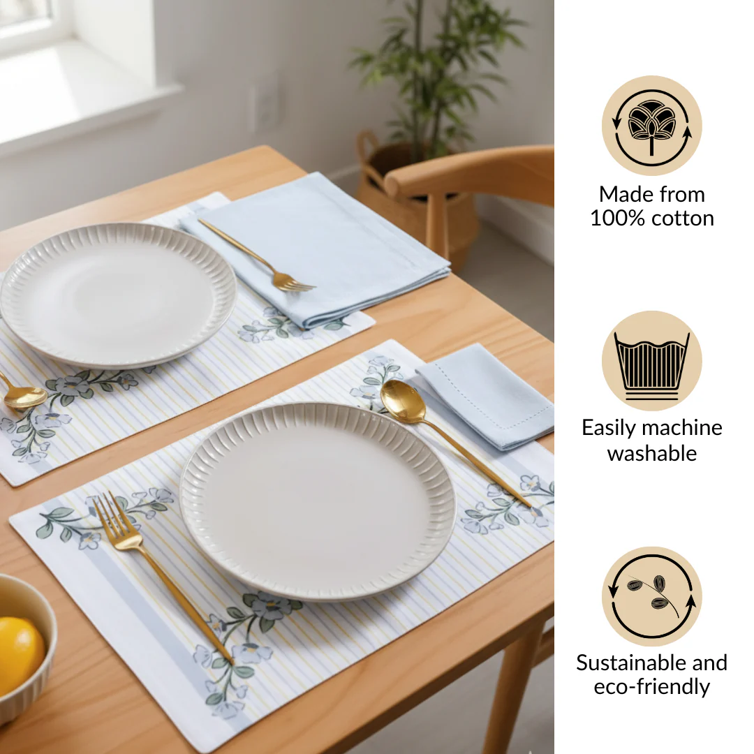 Azzurro Table Linen Hamper With Set Of 6 Rings Napkins And Mats - Image 5