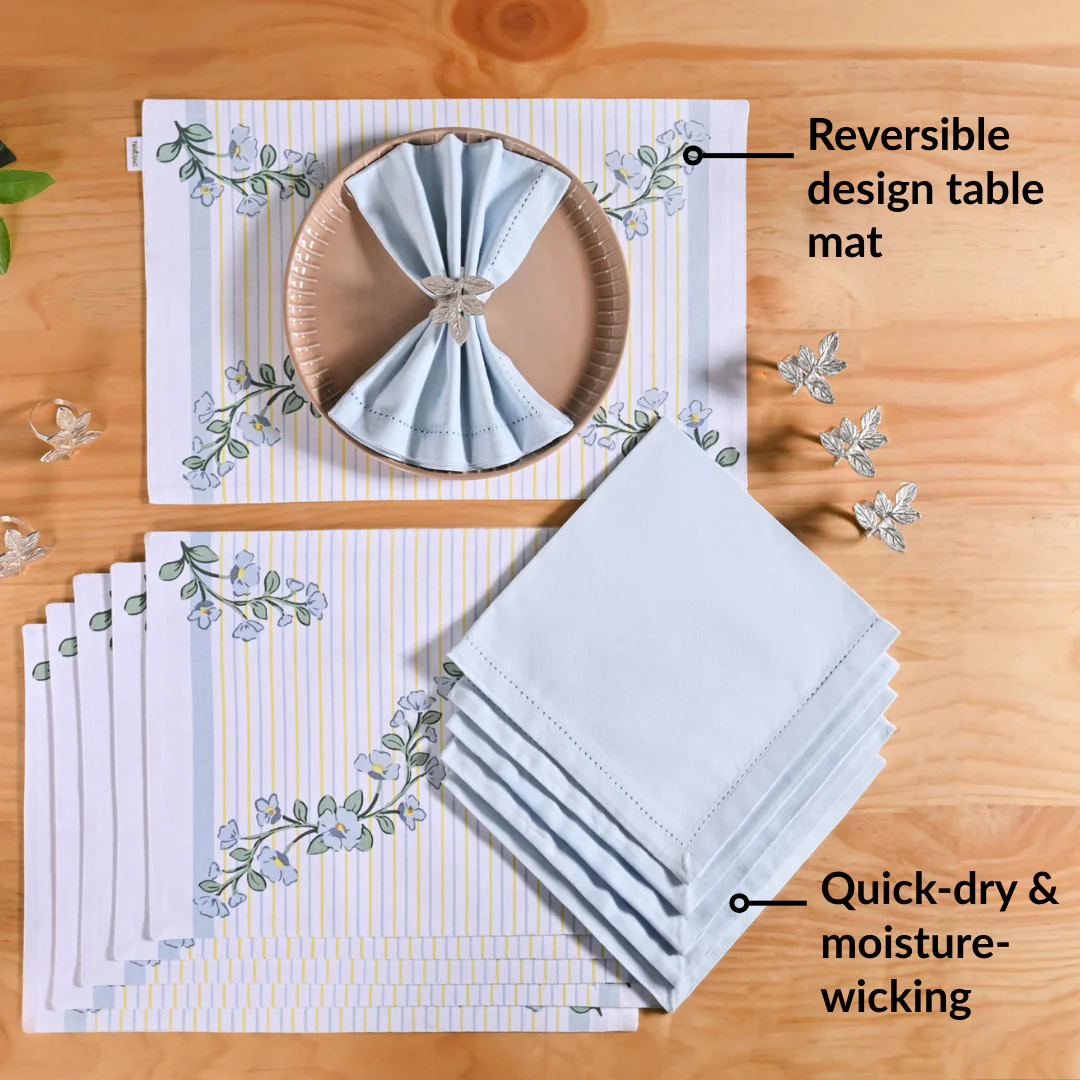 Azzurro Table Linen Hamper With Set Of 6 Rings Napkins And Mats - Image 6