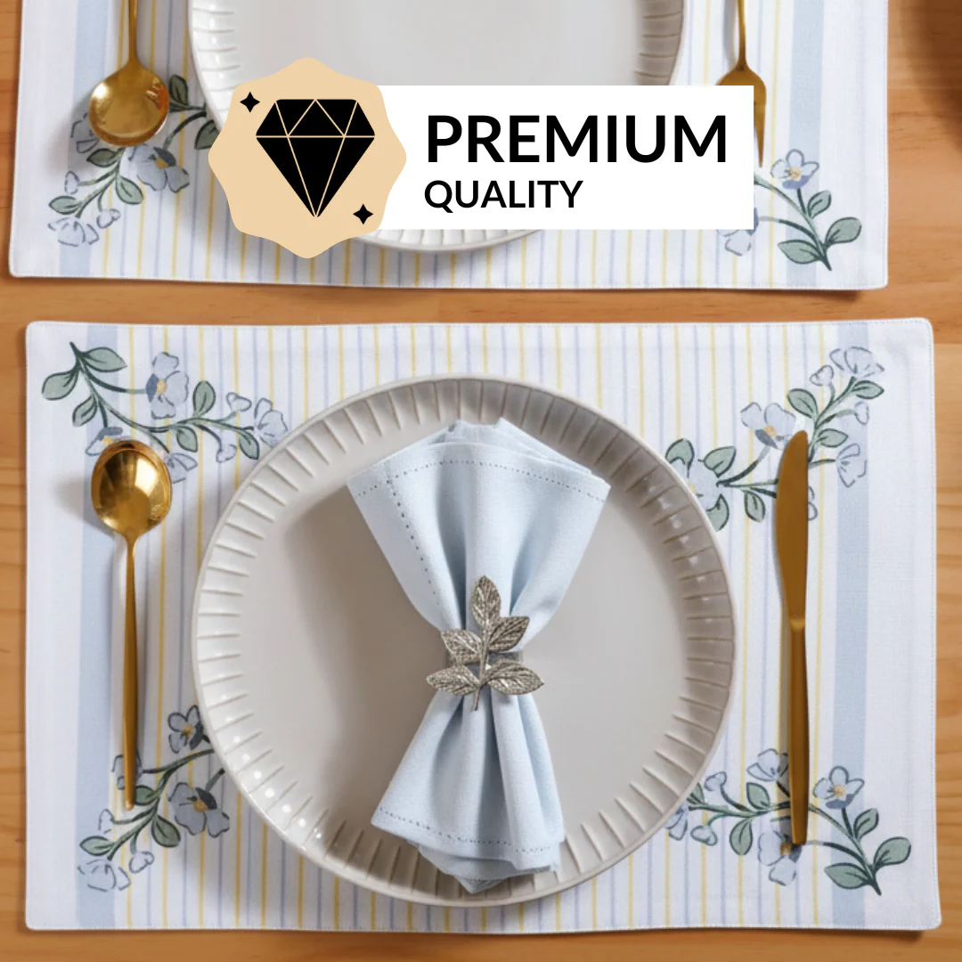 Azzurro Table Linen Hamper With Set Of 6 Rings Napkins And Mats - Image 9