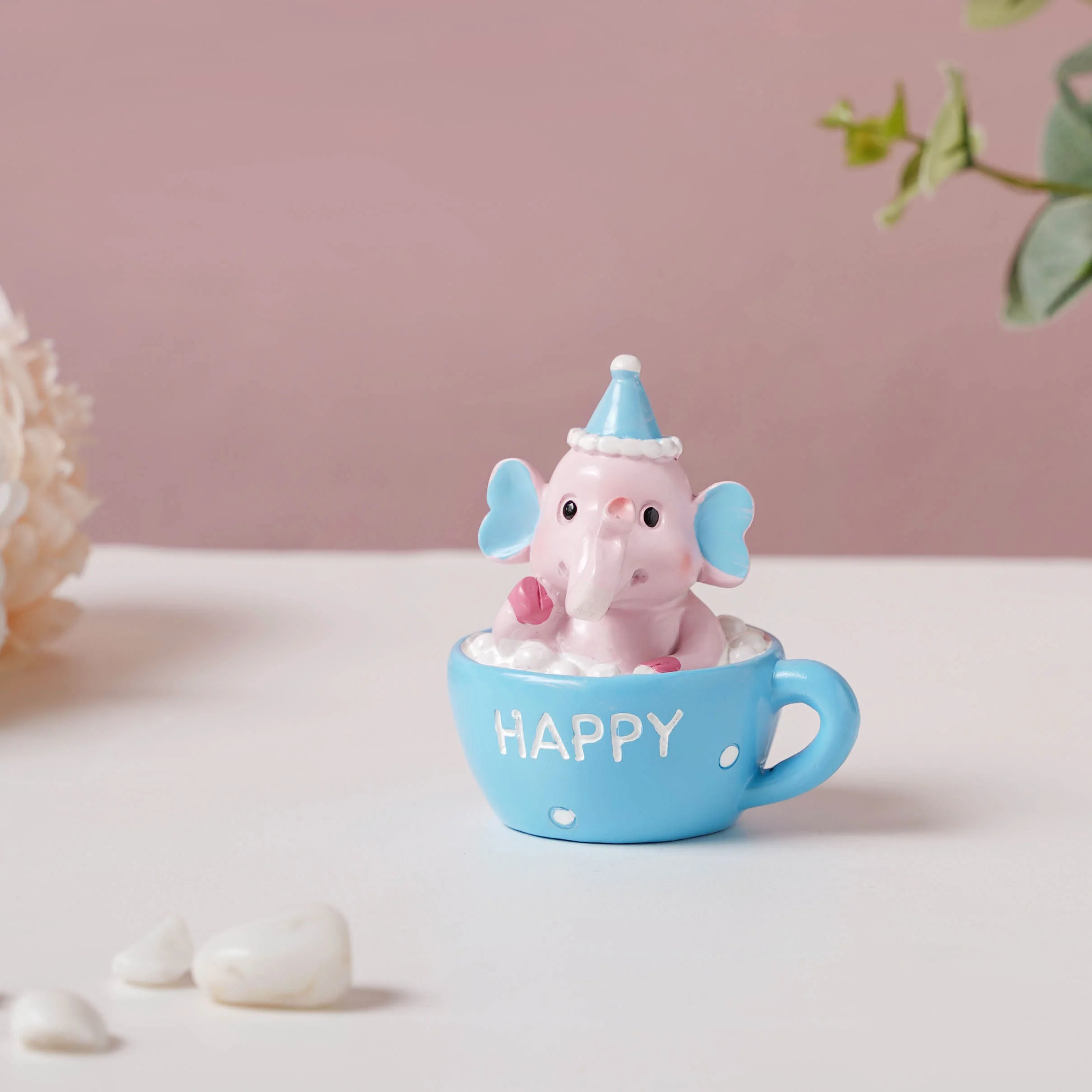 Baby Elephant Resin Showpiece Pink - Image 4
