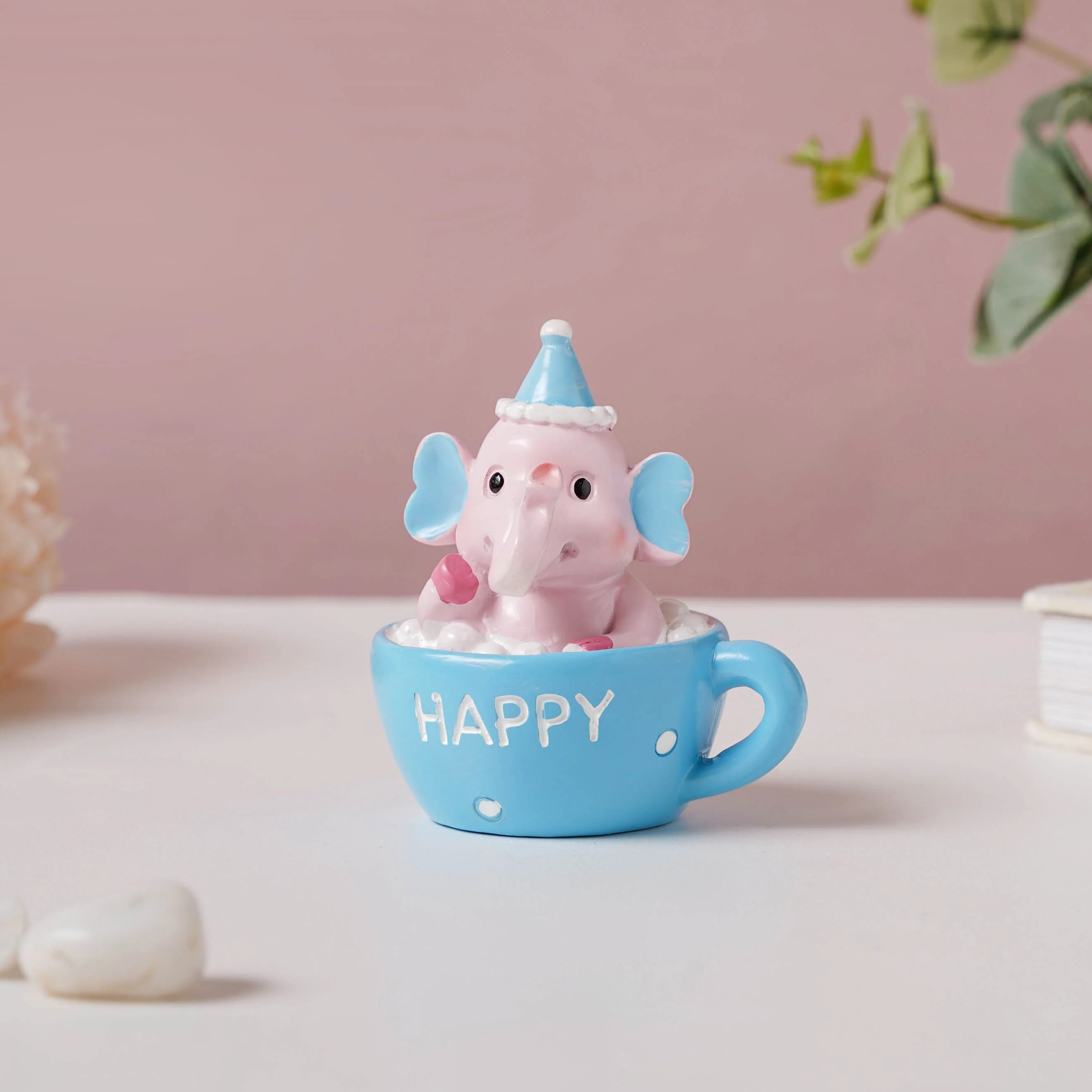 Baby Elephant Resin Showpiece Pink - Image 6