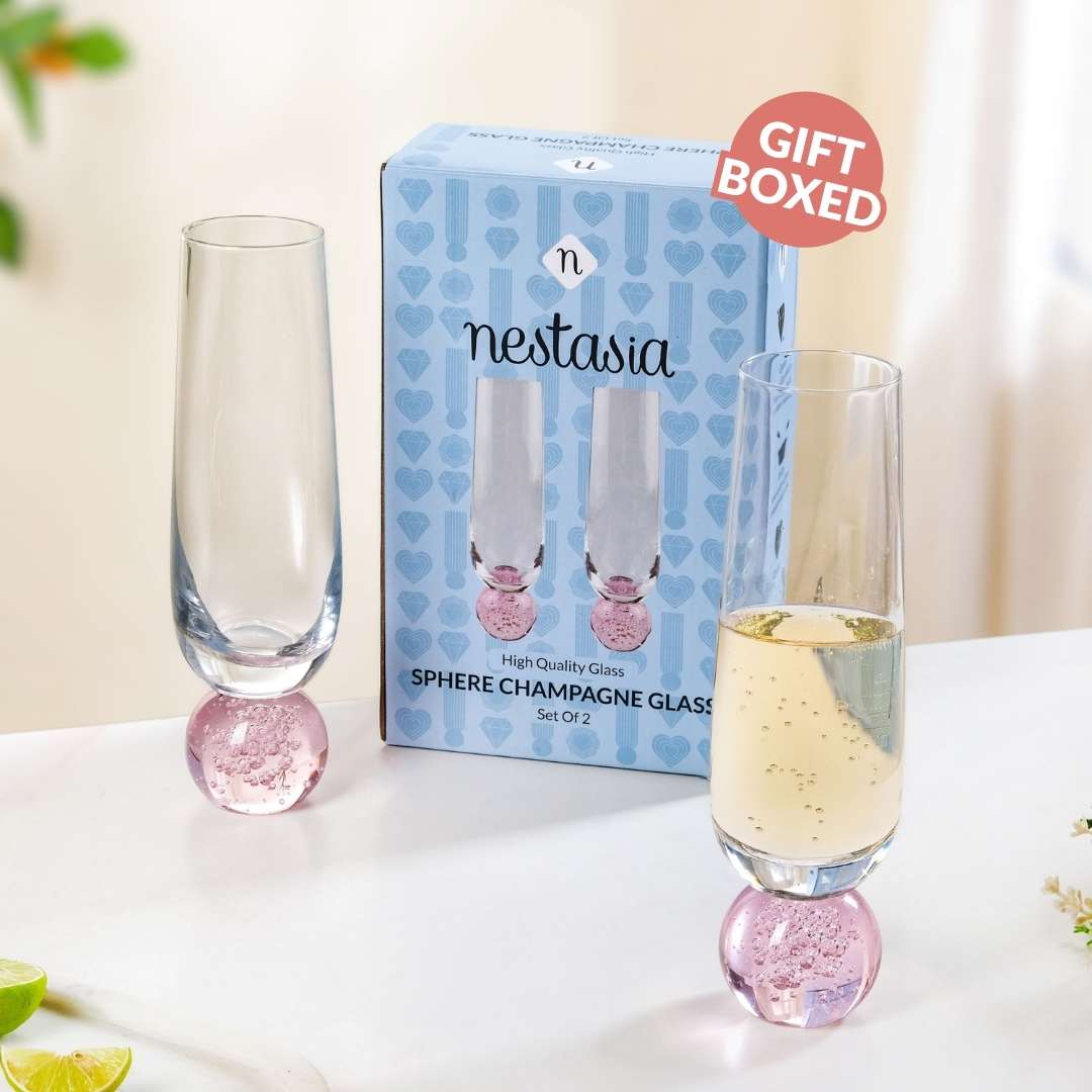 Ball Base Champagne Glass Set Of 2 280ml Pink - Image 7