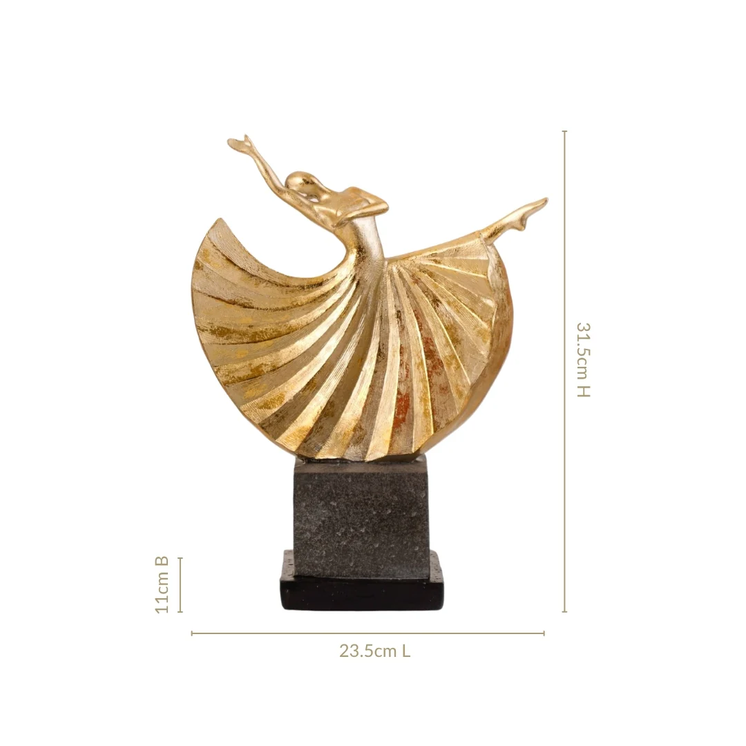 Ballet Dancer Home Decor Statue Gold - Image 3