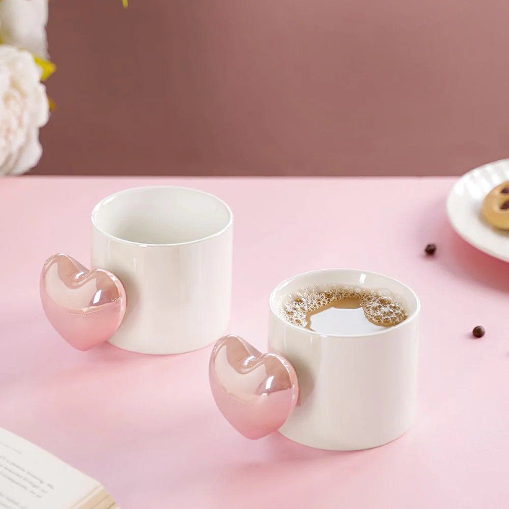 Balloon Heart Coffee Mug Pink Set of 2 330ml - Image 3