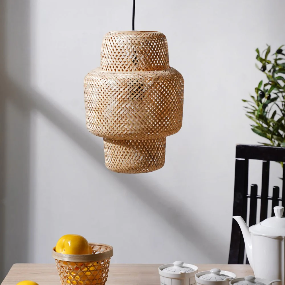 Bamboo Cylindrical Ceiling Lampshade 12 Inch - Image 5
