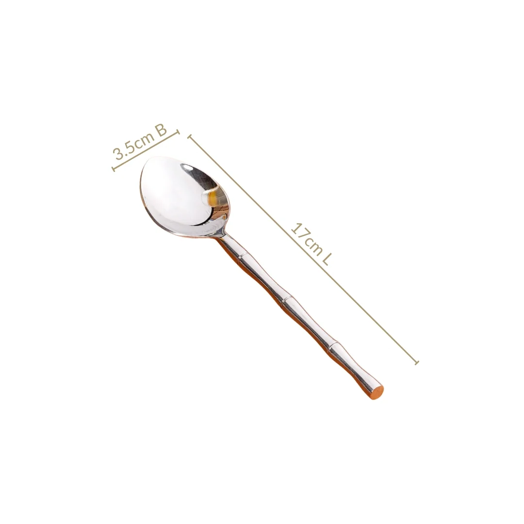 Bamboo Inspired Stainless Steel Table Spoon Set Of 6 - Image 4