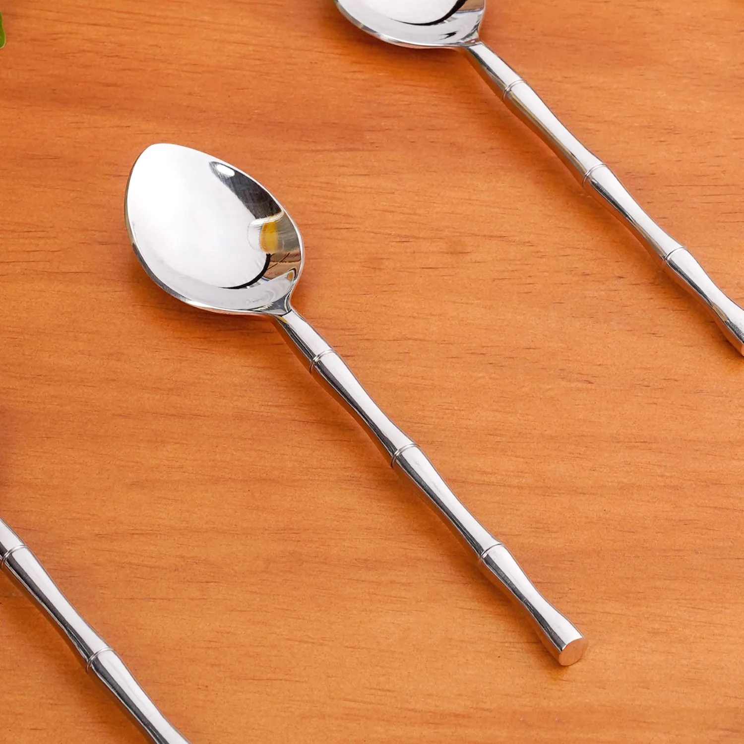 Bamboo Inspired Stainless Steel Table Spoon Set Of 6 - Image 6