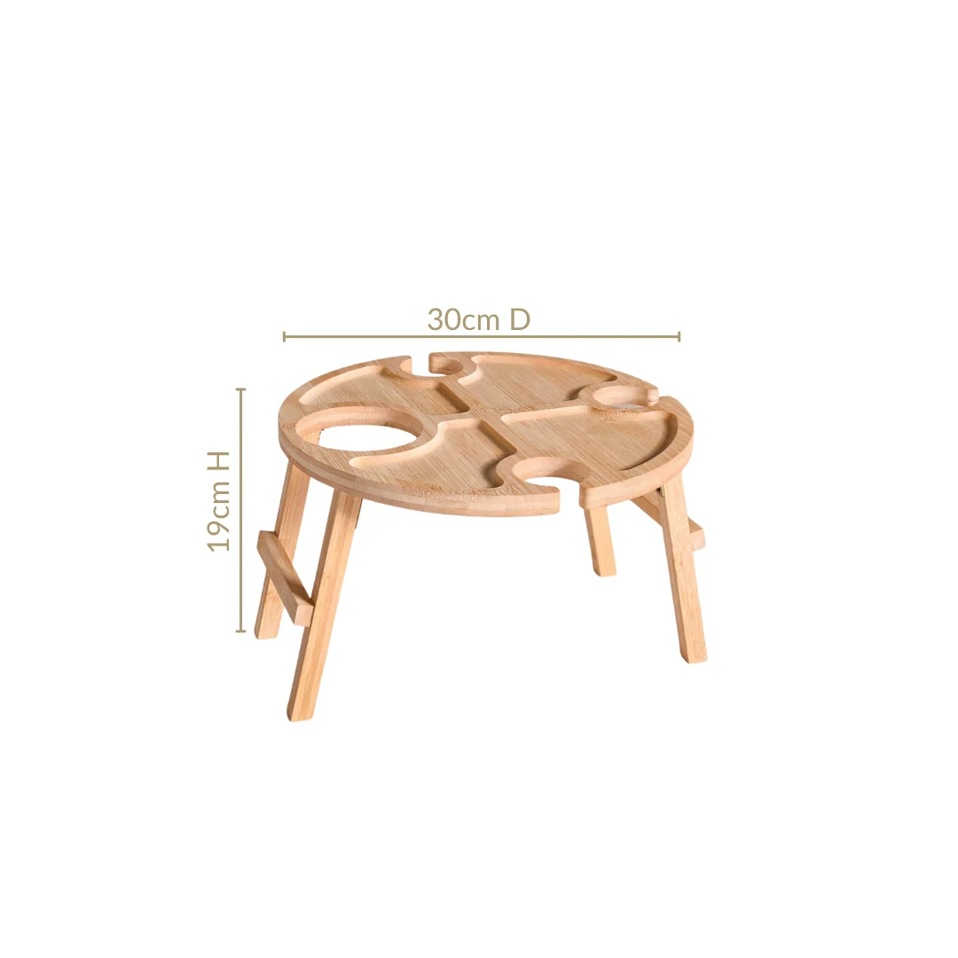 Bamboo Wine Glass Holder Snack Tray - Image 3