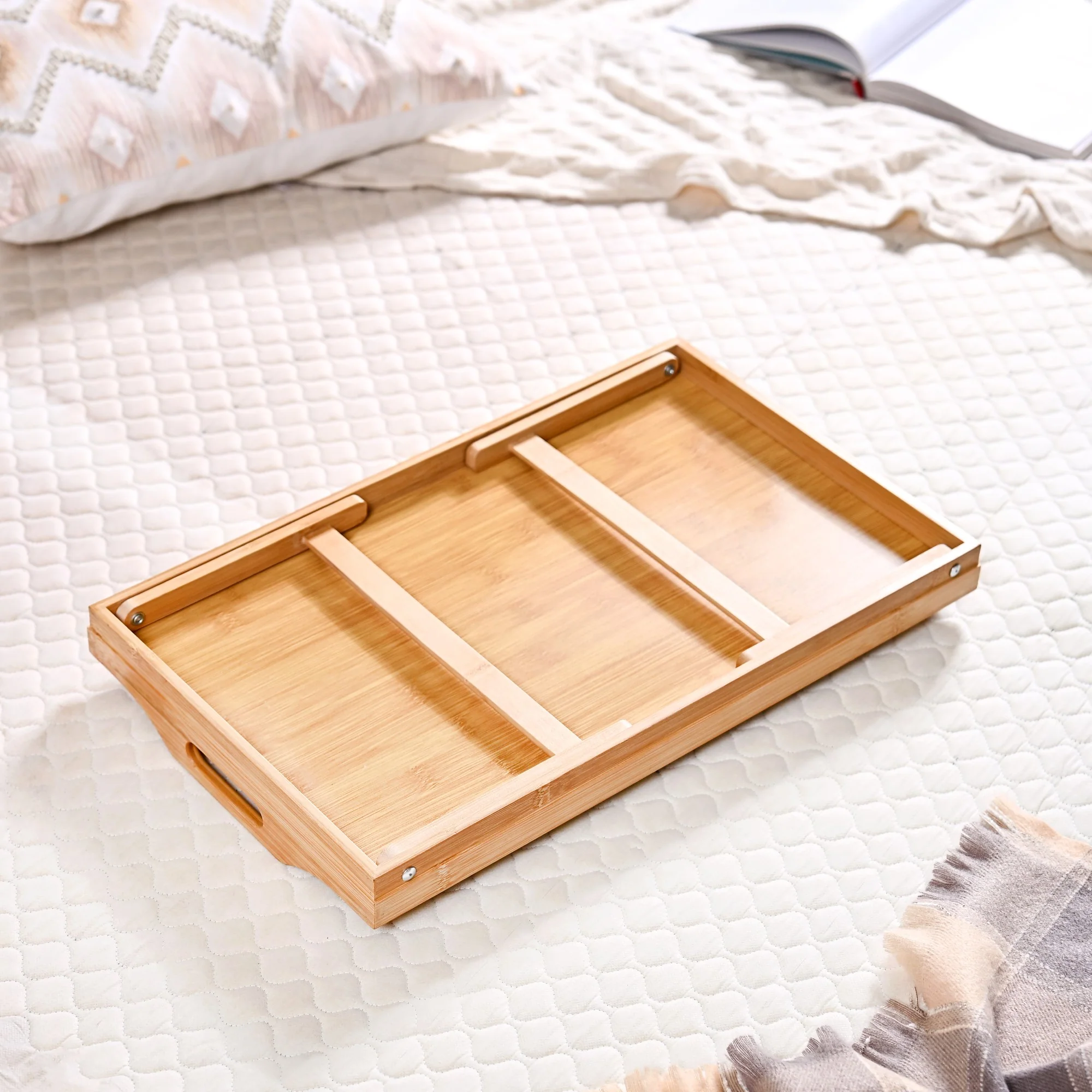 Bamboo Wood Bed Table With Foldable Legs - Image 6