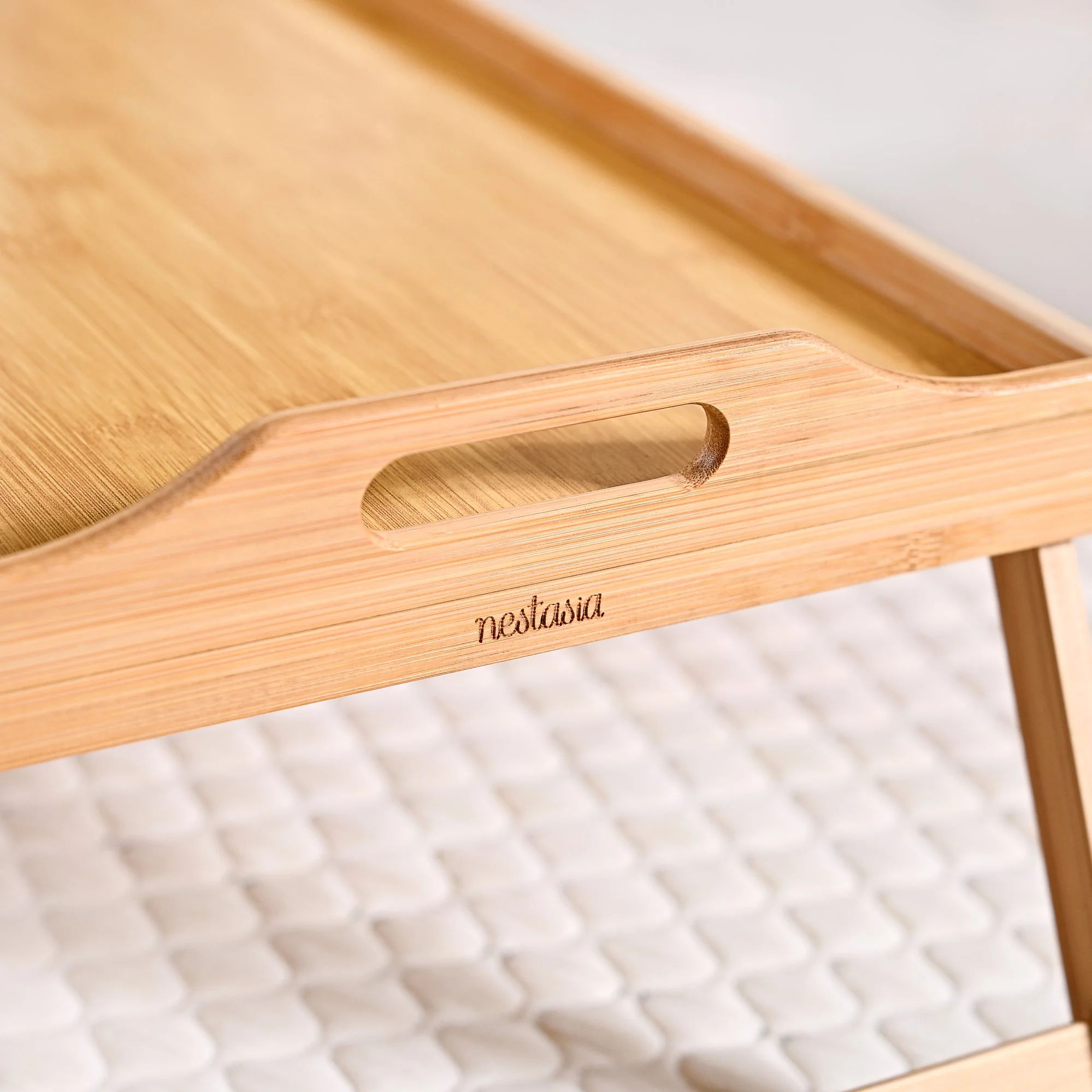 Bamboo Wood Bed Table With Foldable Legs - Image 8