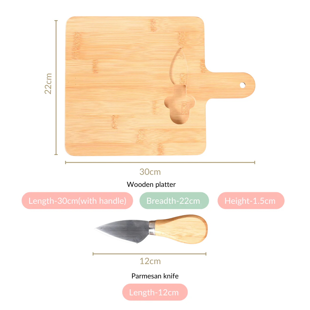 Bamboo Wood Cheese Platter With Parmesan Knife - Image 4