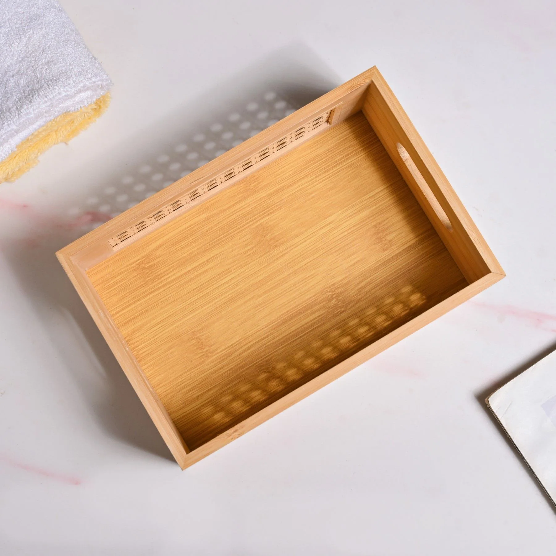 Bamboo Wood Decorative Weave Storage Basket - Image 7