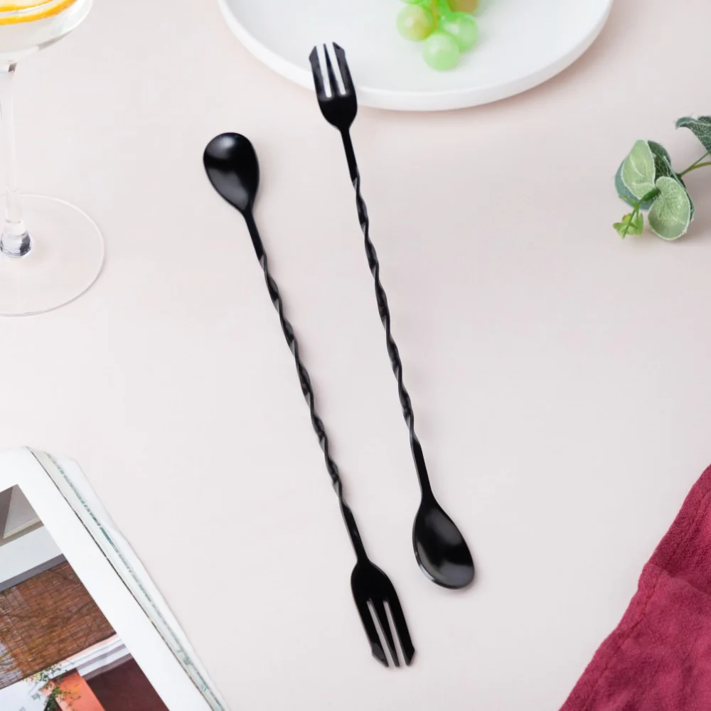 Bar Spoon With Fork Black Set of 2 - Image 3