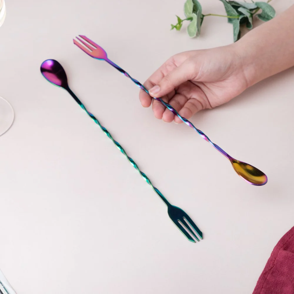 Bar Spoon With Fork Multicolour Set of 2 - Image 2