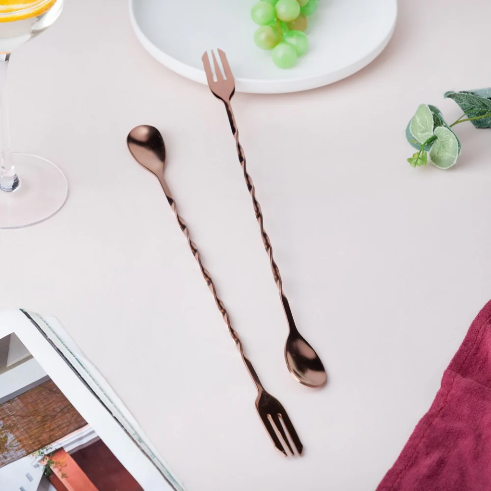 Bar Spoon With Fork Rose Gold Set of 2 - Image 5