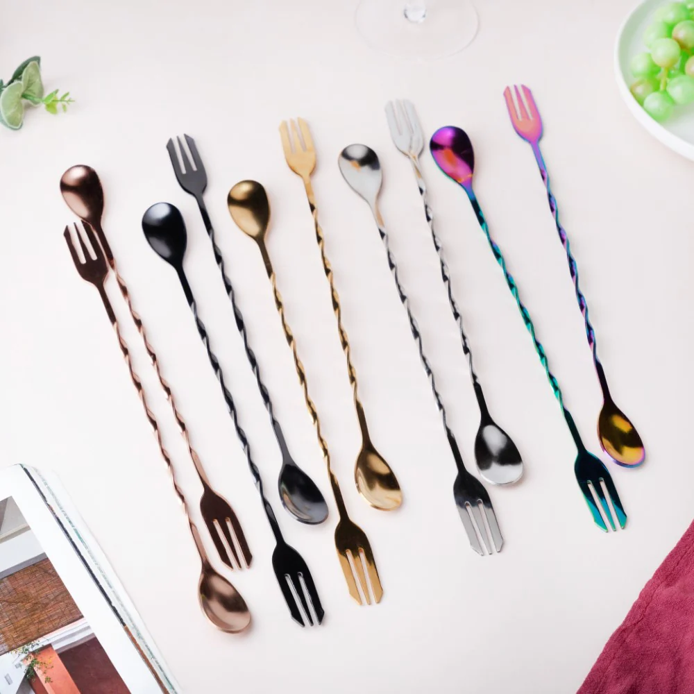 Bar Spoon With Fork Rose Gold Set of 2 - Image 7