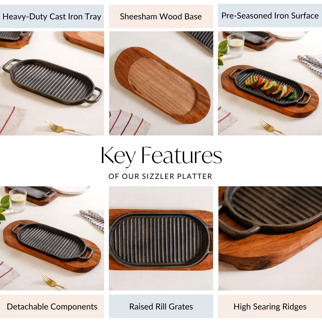 Barbecue Grill Plate With Seesham Wood Base - Image 5