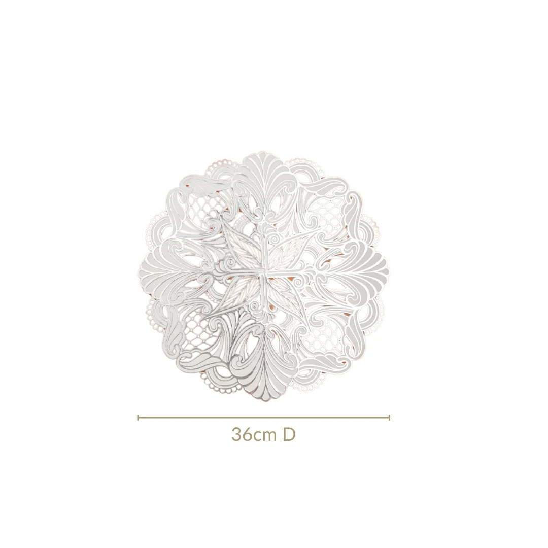 Baroque Bloom Table Mat White Silver Set Of 6 - Image 4