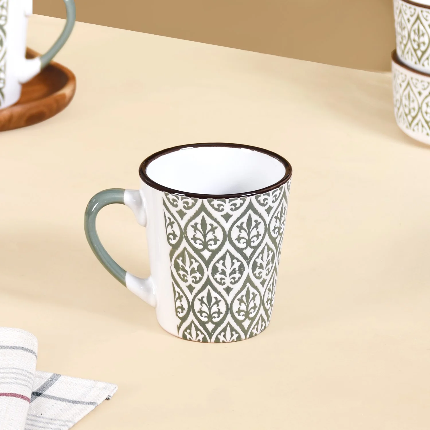Baroque Tea Cup Set Of 6 Sage Green 250ml - Image 6