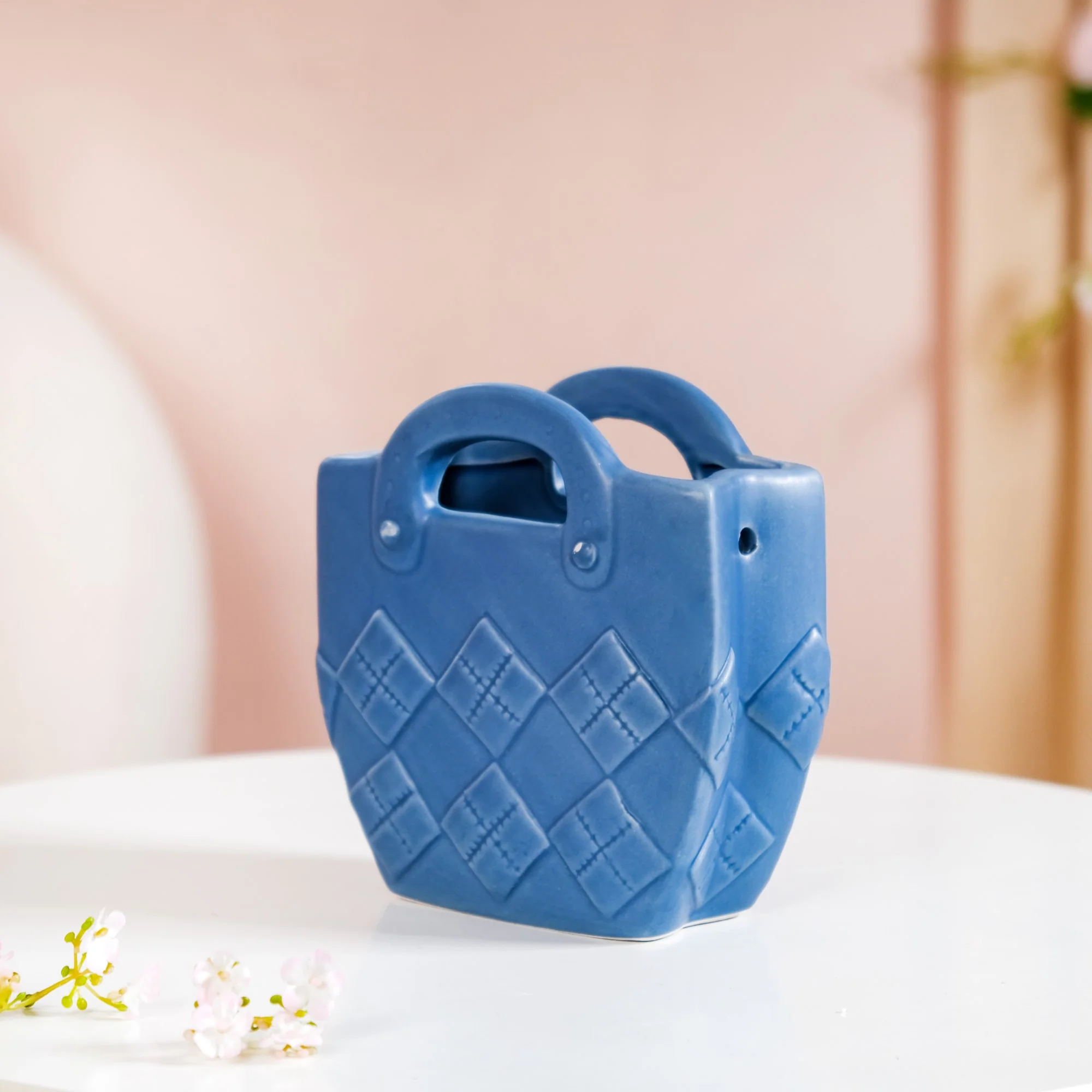 Basket Design Mini Vase For Living Room Blue - Image 11