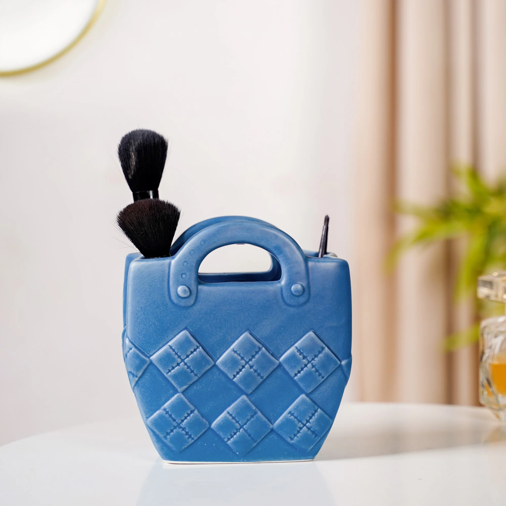 Basket Design Mini Vase For Living Room Blue - Image 6