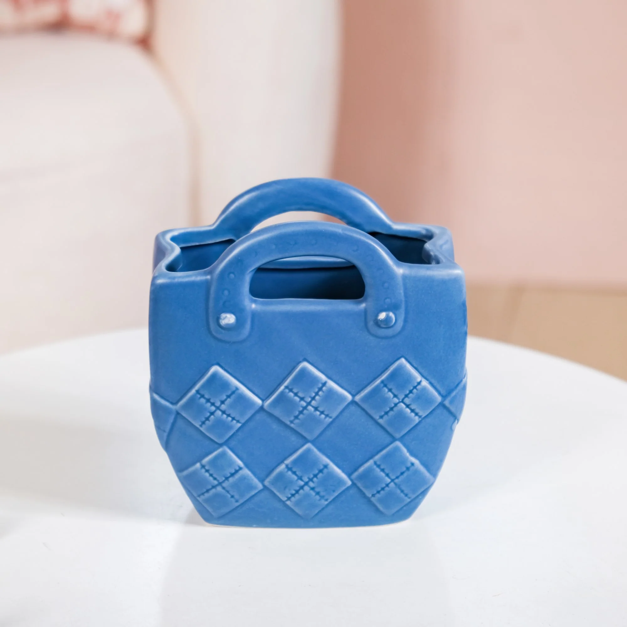 Basket Design Mini Vase For Living Room Blue - Image 9