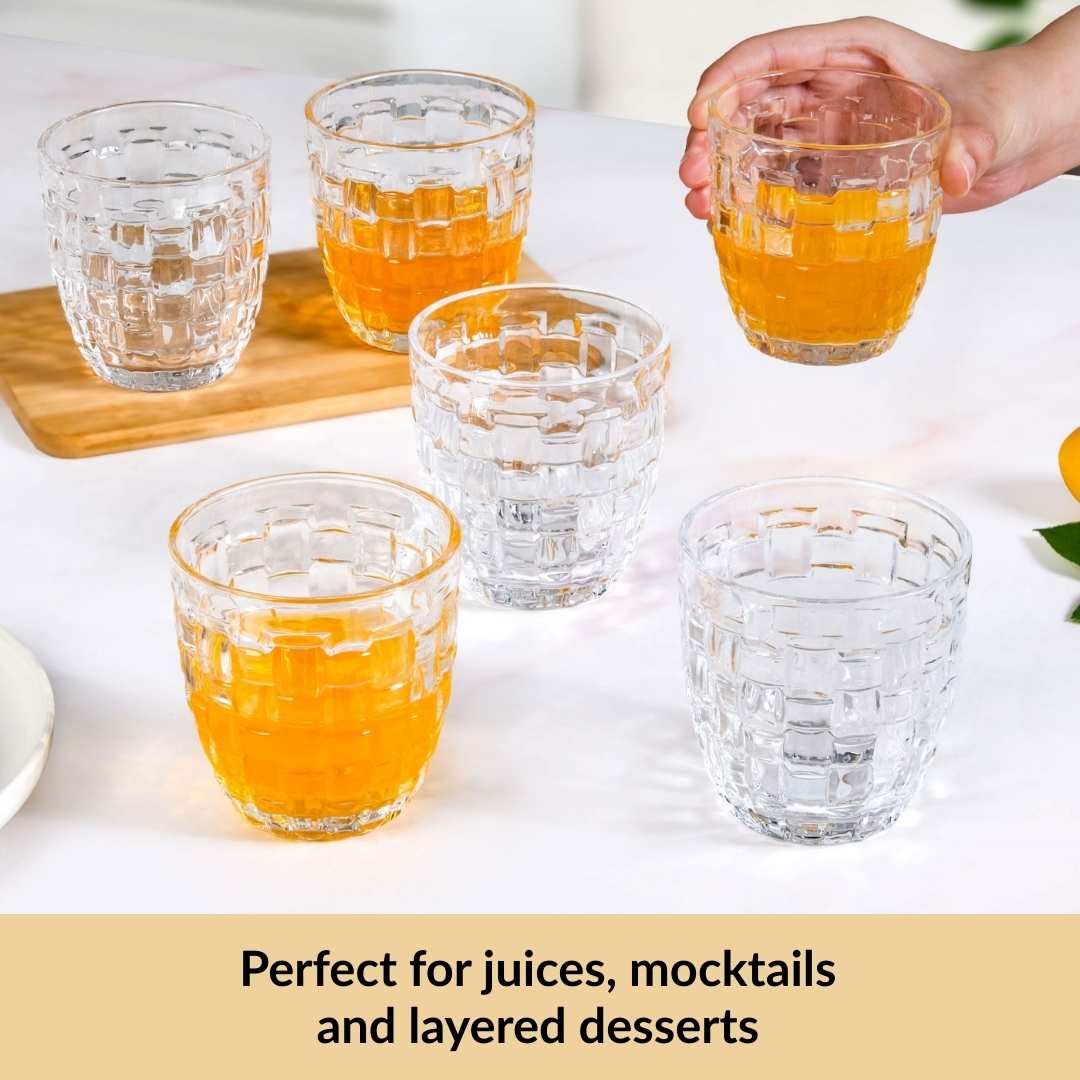 Basket Weave Glass Tumbler Set Of 6 260ml - Image 5