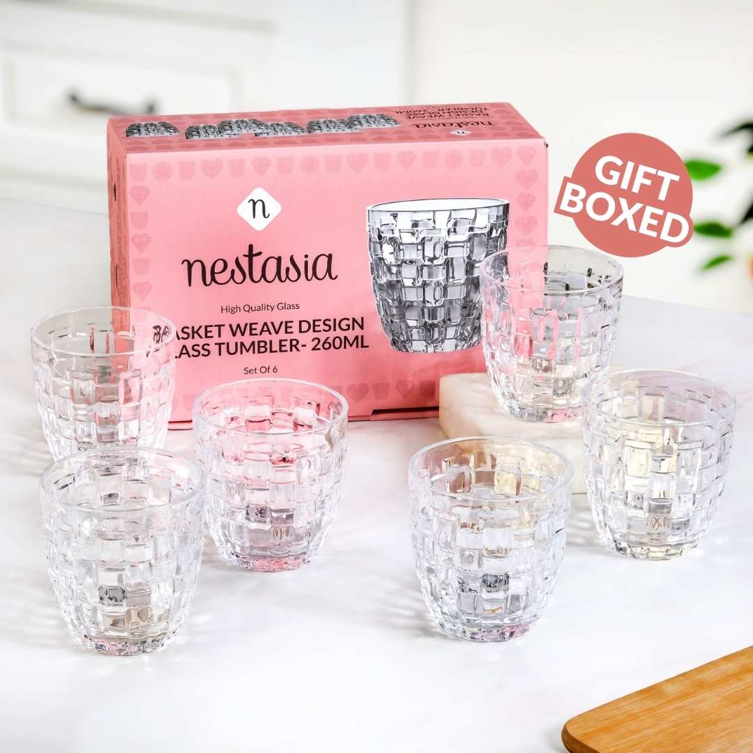Basket Weave Glass Tumbler Set Of 6 260ml - Image 7