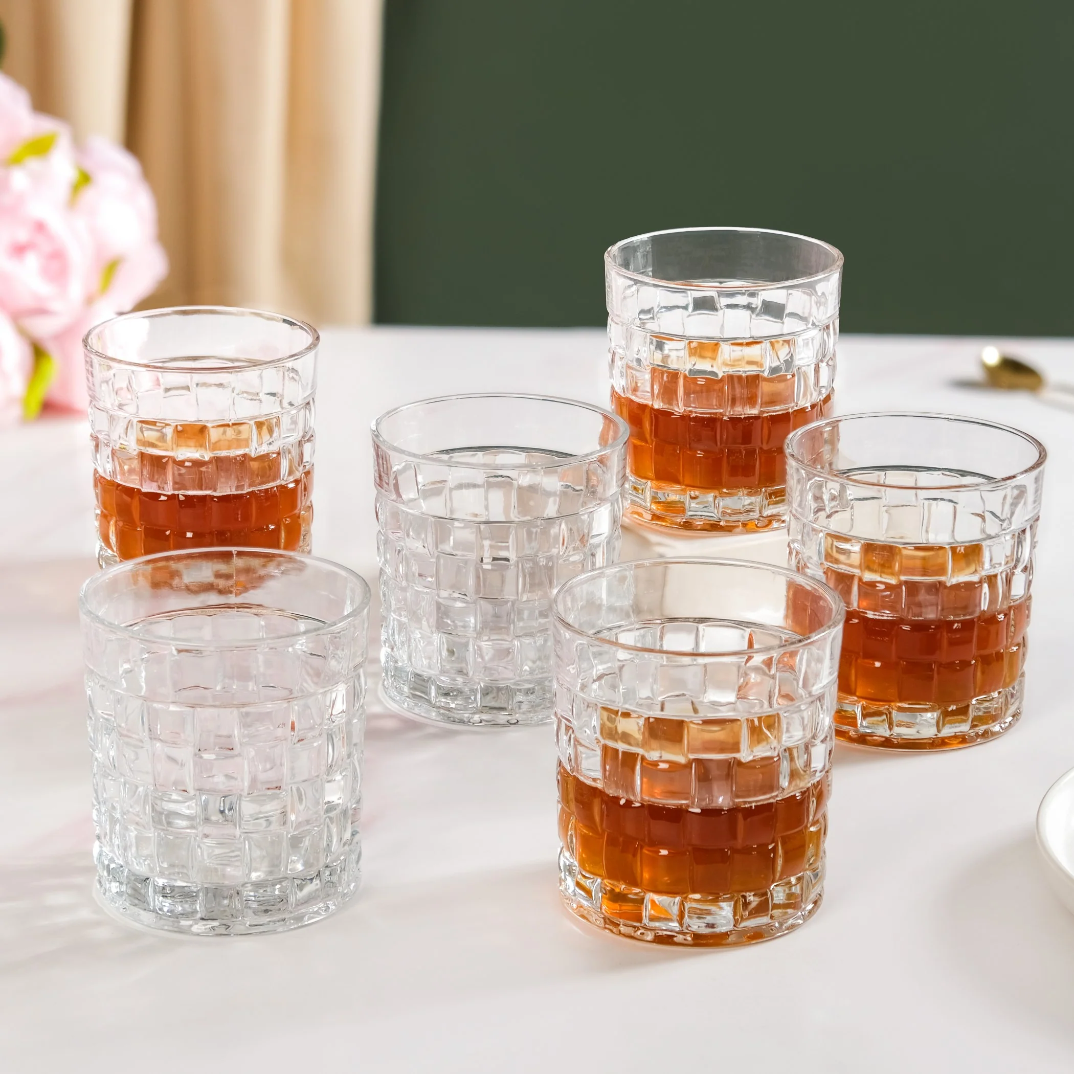 Basket Weave Textured Luxury Whiskey Glass Large Set Of 6 310ml - Image 3