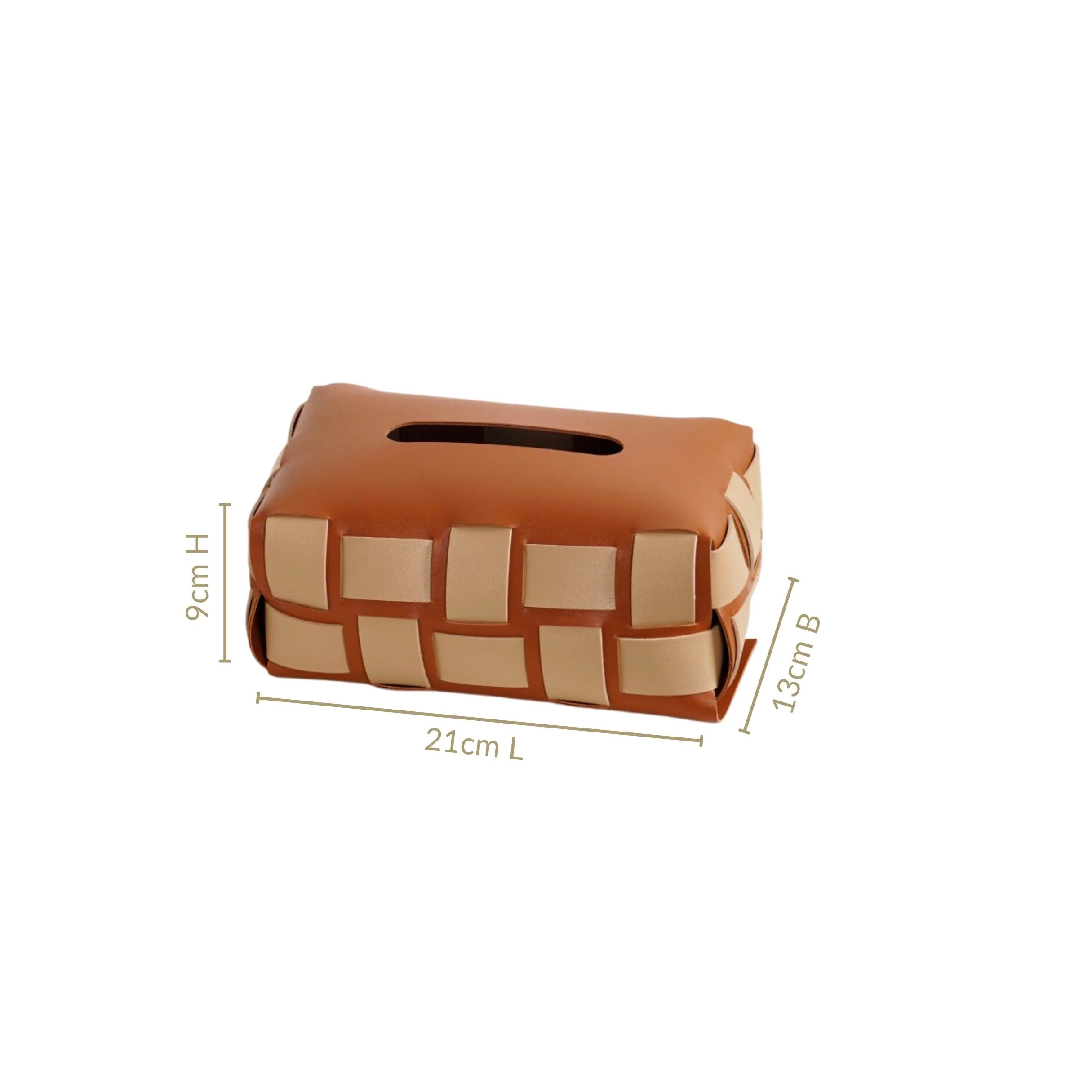 Basket Weave Tissue Box Brown Beige - Image 3