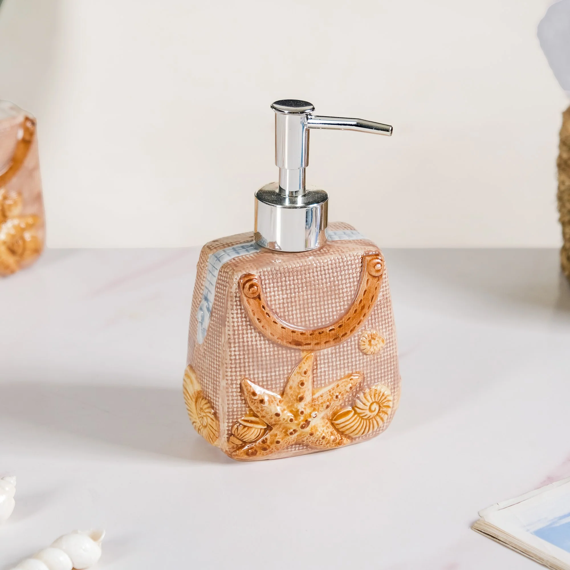 Beach Chic Ceramic Bath Set Of 3 Beige - Image 7