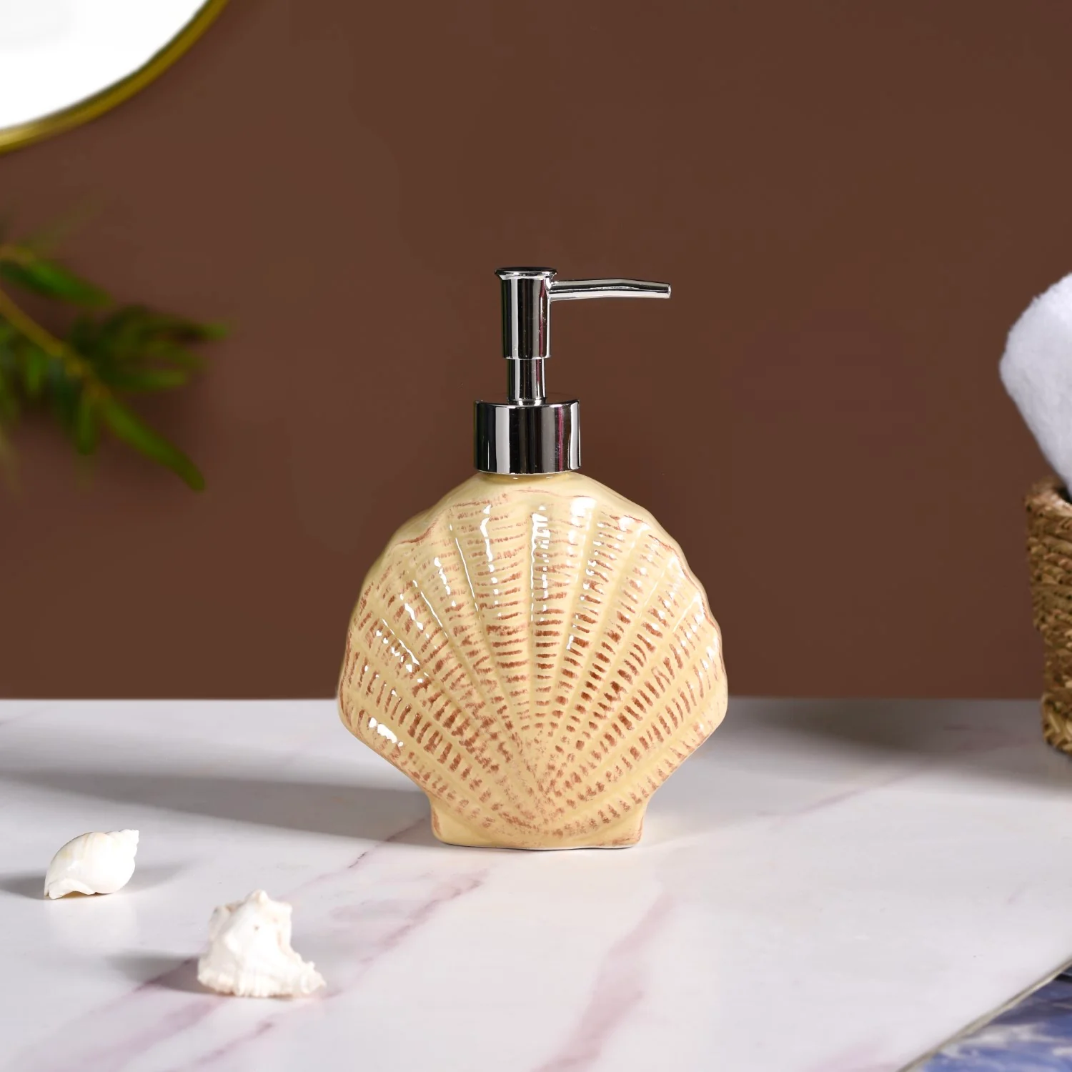Beach Seashell Ceramic Soap Dispenser