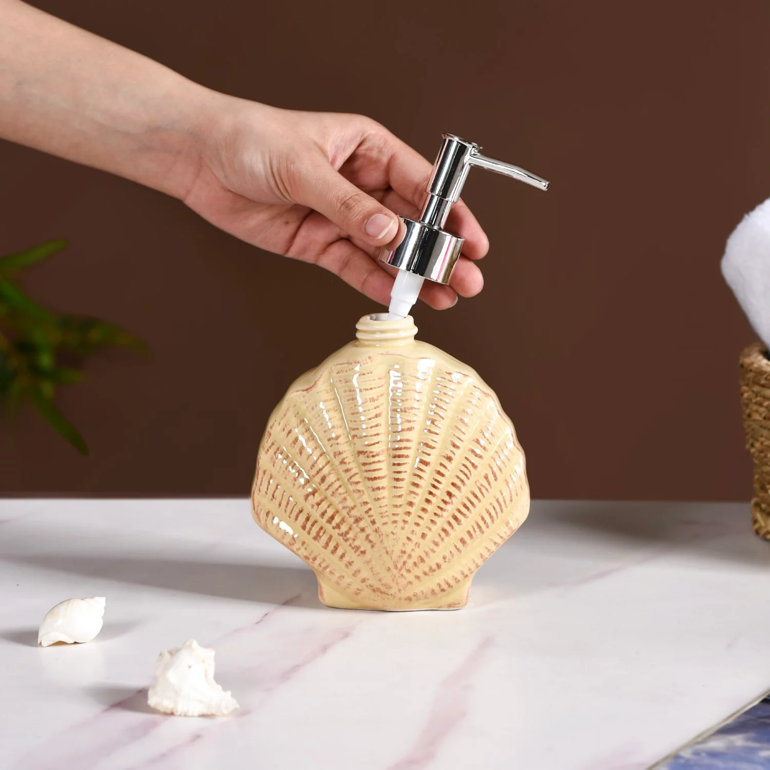 Beach Seashell Ceramic Soap Dispenser - Image 2